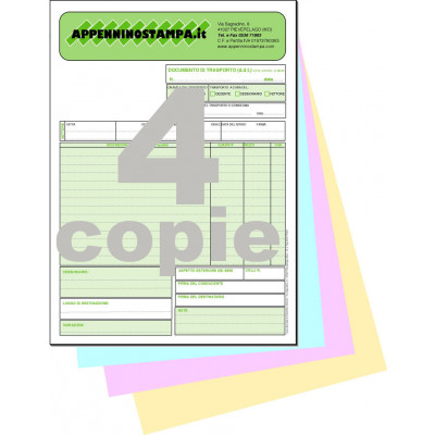 Fascicoli 4 copie in carta chimica A4