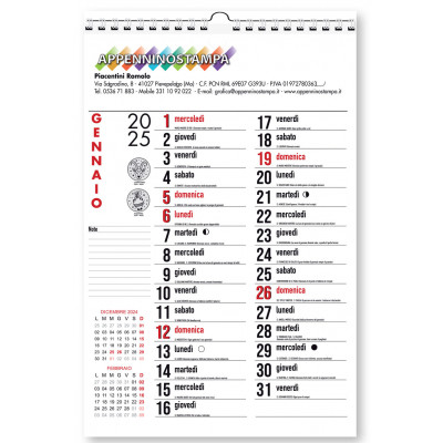 Calendario olandese spirale metallica